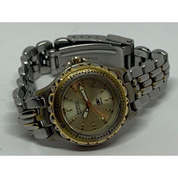 Fossil AM3118 Women's Stainless Steel Analog Gold Dial Quartz Wrist Watch GE79 - Picture 6 of 11
